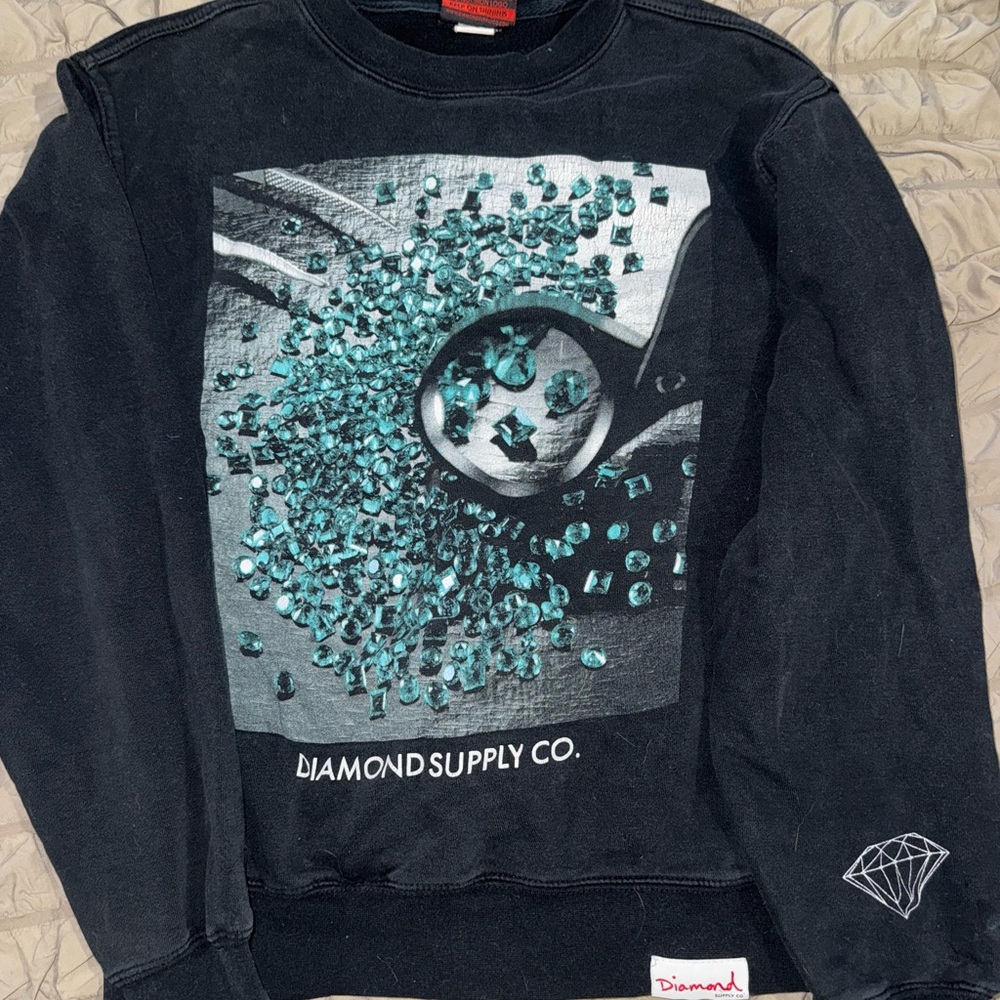 Diamond Supply Co. Black Sweatshirt with Teal Graphic
